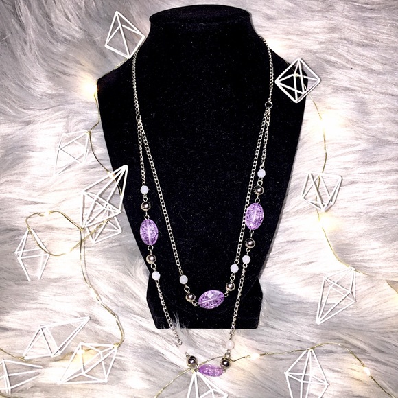 🆓w/🛍💜Lovely Layered Lavender Silver Necklace - Picture 3 of 12